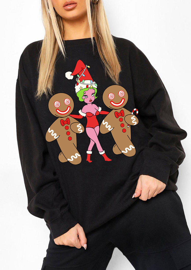 

Sweatshirts Christmas Gingerbread Man Long Sleeve Sweatshirt in Black. Size: ,M,L,XL