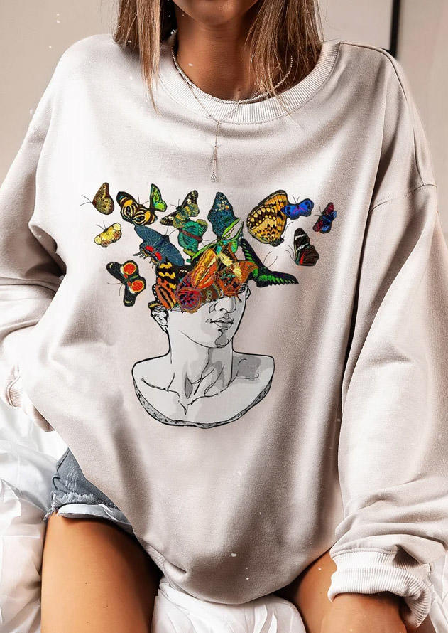 

Sweatshirts Butterfly David Long Sleeve Sweatshirt in Apricot. Size: ,M,L,XL
