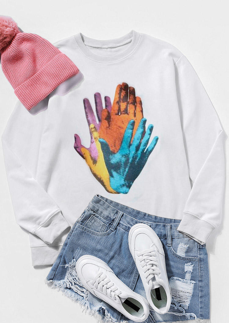 

Sweatshirts High Five Hey Palm Long Sleeve Sweatshirt in White. Size: ,M,L,XL