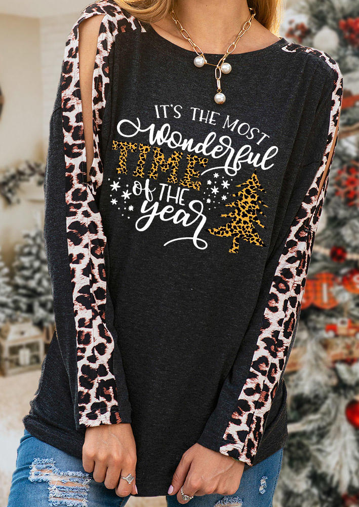 Blouses It's The Most Wonderful Time Of The Year Blouse - Blouse in Black. Size: M,XL