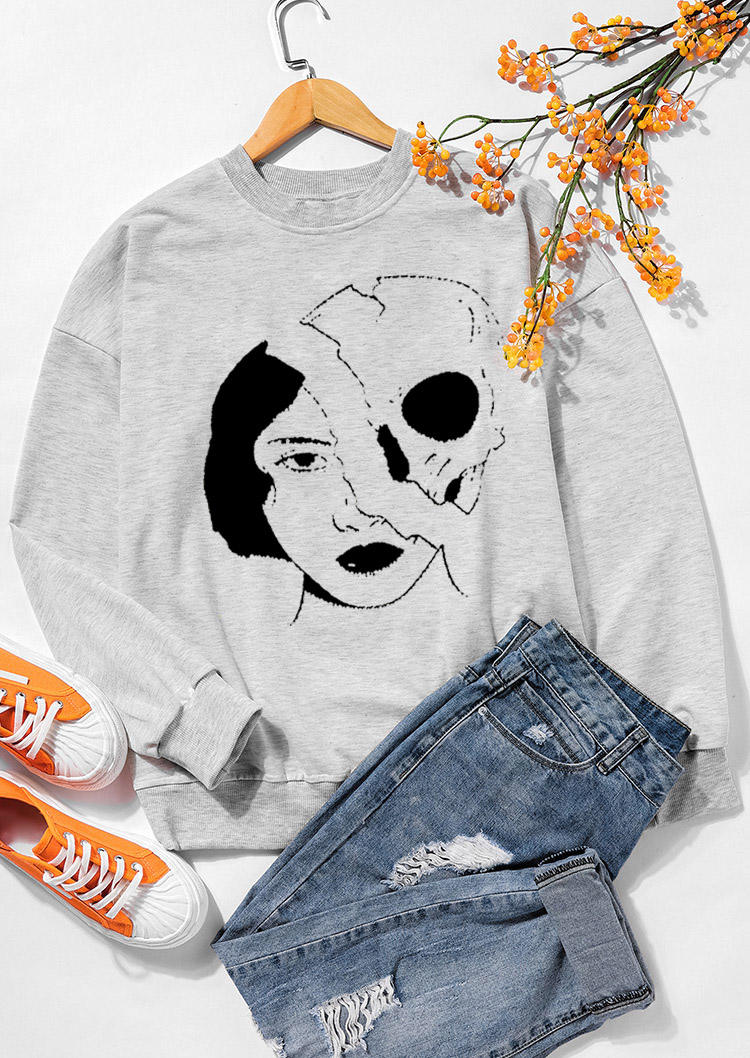 

Sweatshirts Woman Skull Long Sleeve Sweatshirt - Gray in Gray. Size: ,M,L,XL