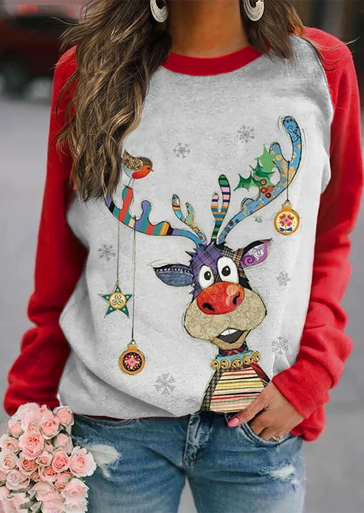 T-shirts Tees Reindeer Lights Buffalo Plaid  Raglan Sleeve T-Shirt Tee - Plaid in Multicolor. Size: 2XL,S