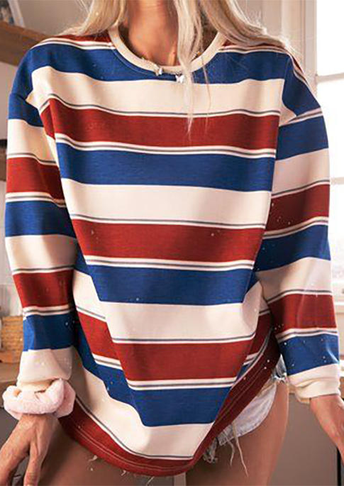 

Sweatshirts Striped Color Block Long Sleeve Sweatshirt in Stripe. Size: ,M,L,XL