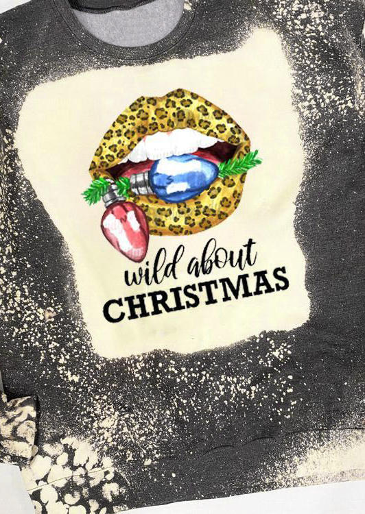 

Blouses Leopard Lips Wild About Christmas Bleached Blouse in Dark Grey. Size: ,M,L,XL