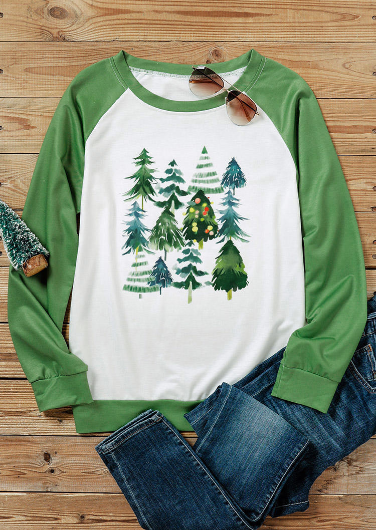 Christmas Tree Long Sleeve Sweatshirt - Green