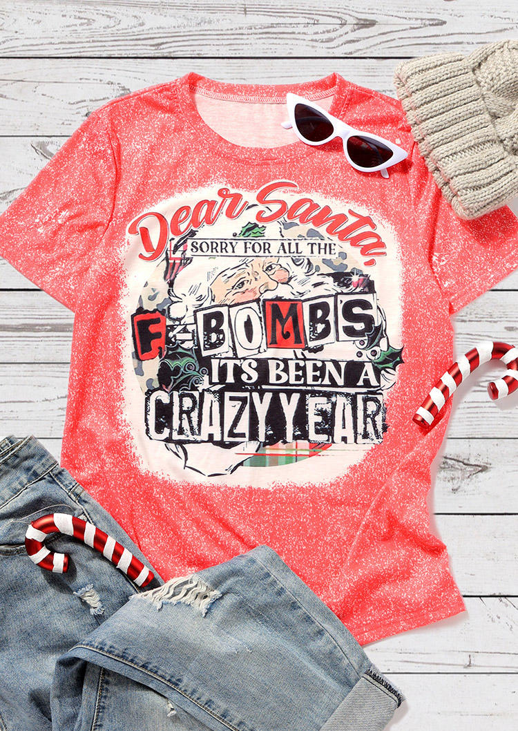 Christmas Dear Santa T-Shirt Tee - Pink