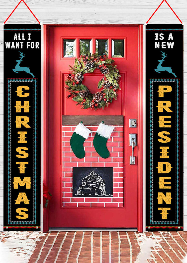 

Christmas Decoration All I Want For Christmas Banner Hanging Door Ornament in Multicolor. Size