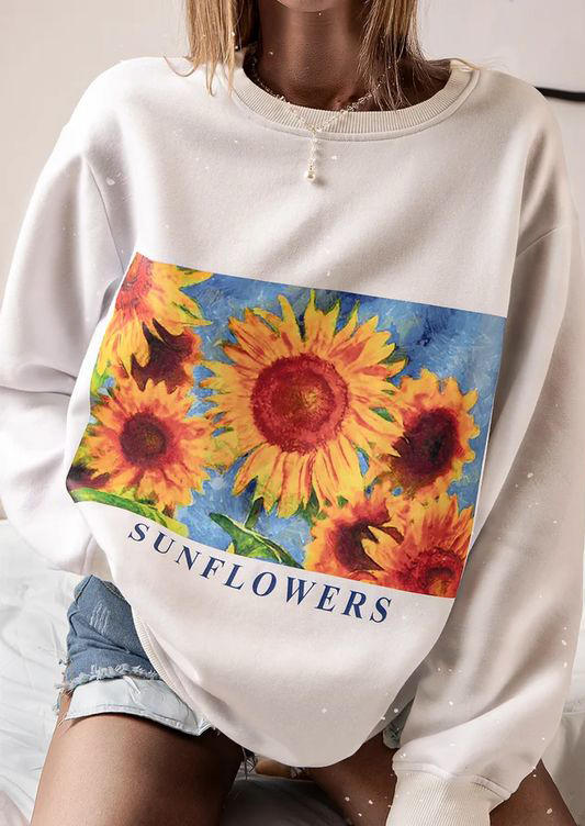 

Sweatshirts Sunflowers Long Sleeve Sweatshirt in Apricot. Size: ,M,L,XL