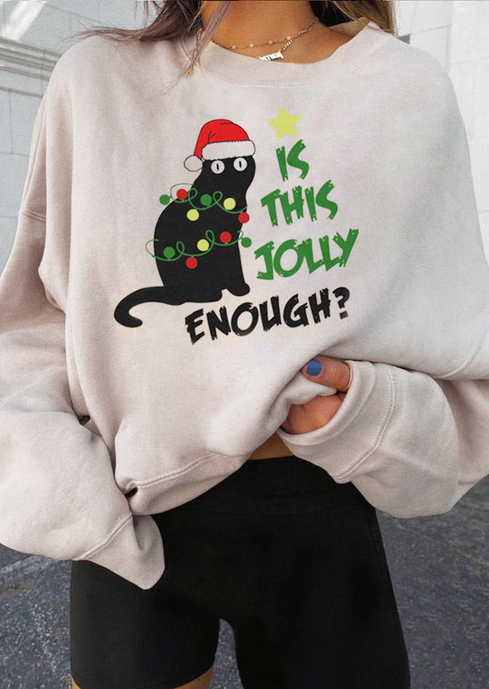 

Sweatshirts Christmas Cat Is This Jolly Enough Sweatshirt in Apricot. Size: ,M,L,XL