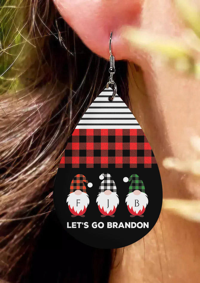 

Earrings Let's Go Brandon Gnomies Plaid Striped Earrings in Multicolor. Size