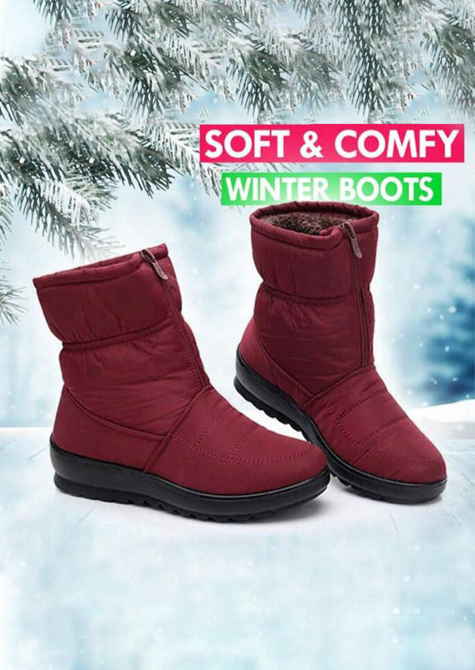 

Boots Winter Zipper Round Toe Ankle Boots in Red. Size: ,37,38,39,40