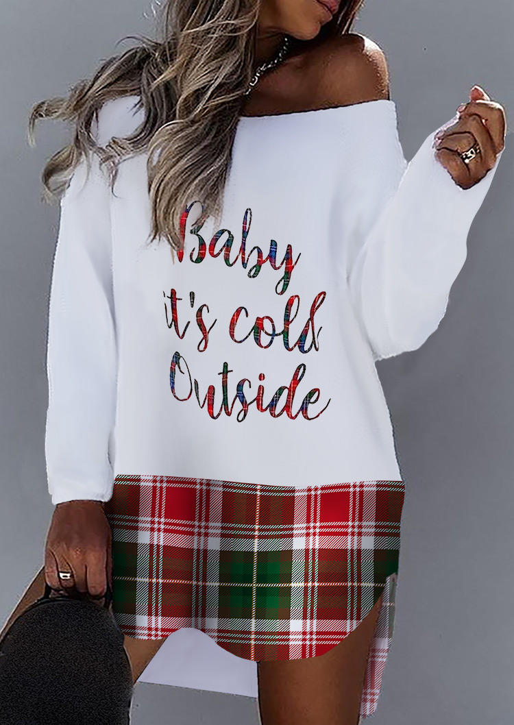 

Mini Dresses Baby It' Cold Outside Plaid Mini Dress in White. Size: ,M,L,XL
