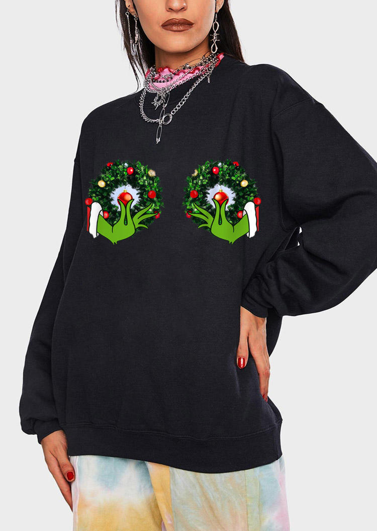 

Sweatshirts Wreath Cartoon Pullover Sweatshirt in Black. Size