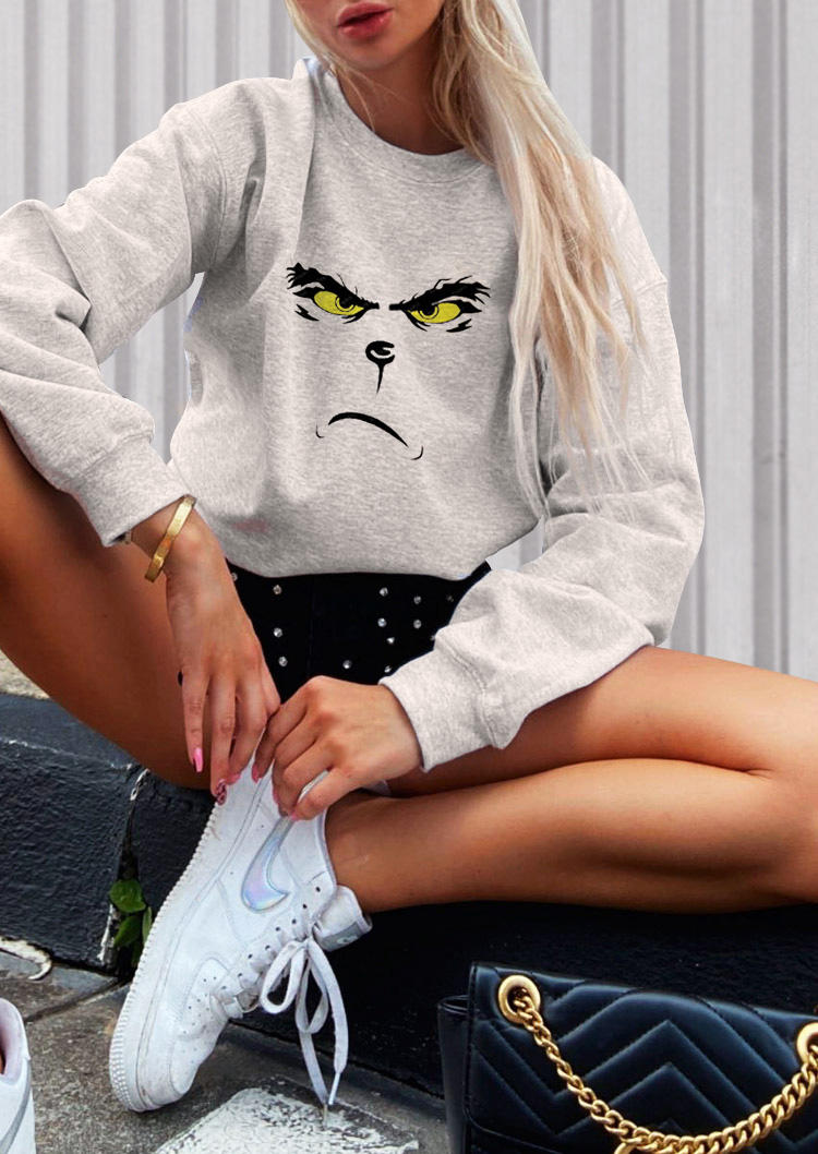 

Sweatshirts Christmas Angry Cartoon Sweatshirt in Light Grey. Size: ,XL