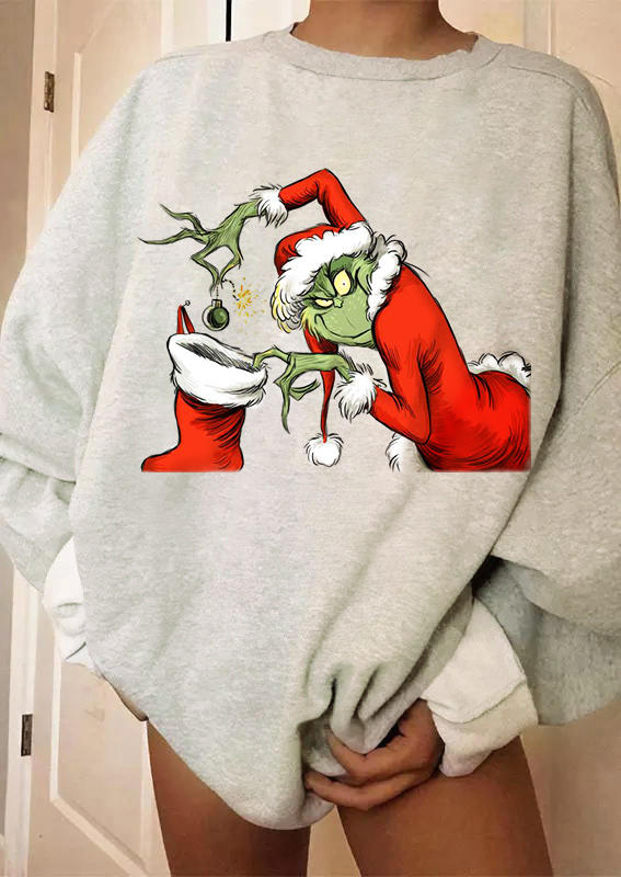 

Sweatshirts Christmas Socks Cartoon Long Sleeve Sweatshirt in Gray. Size: ,M,L,XL