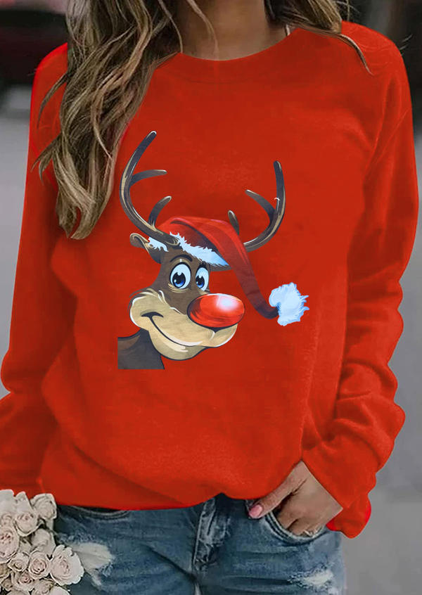 

Sweatshirts Christmas Hat Reindeer Sweatshirt in Red. Size: ,M,L,XL