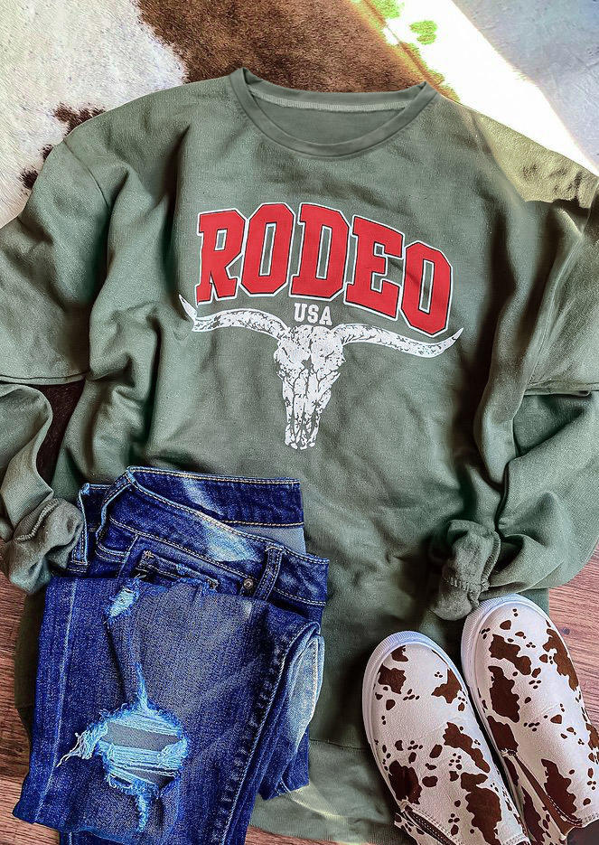 

Sweatshirts Rodeo USA Steer Skull Sweatshirt in Green. Size
