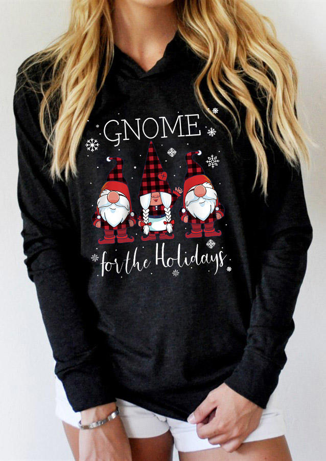 Hoodies Gnome For The Holiday Hoodie in Black. Size: L,M,S