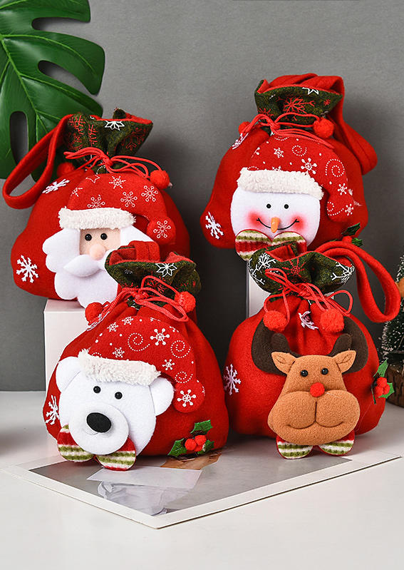 Christmas Decoration Christmas Santa Claus Reindeer Snowman Apple Drawstring Bag in Pattern3,Pattern4. Size: One Size