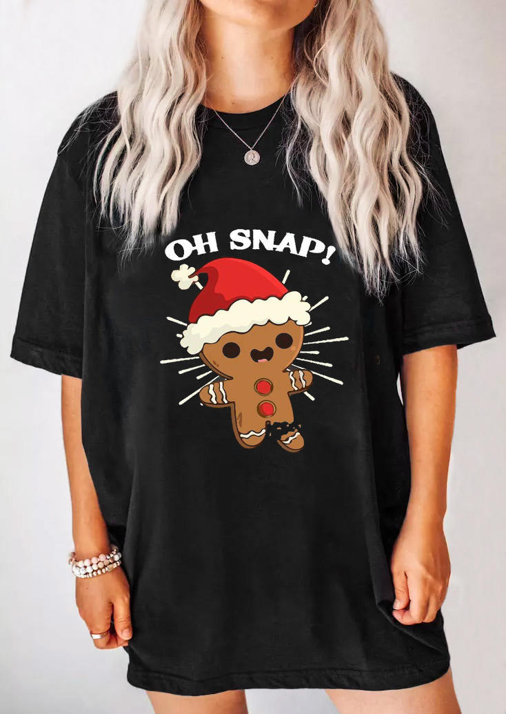 

T-shirts Tees Christmas Oh Snap Gingerbread Man T-Shirt Tee in Black. Size: ,M,L,XL