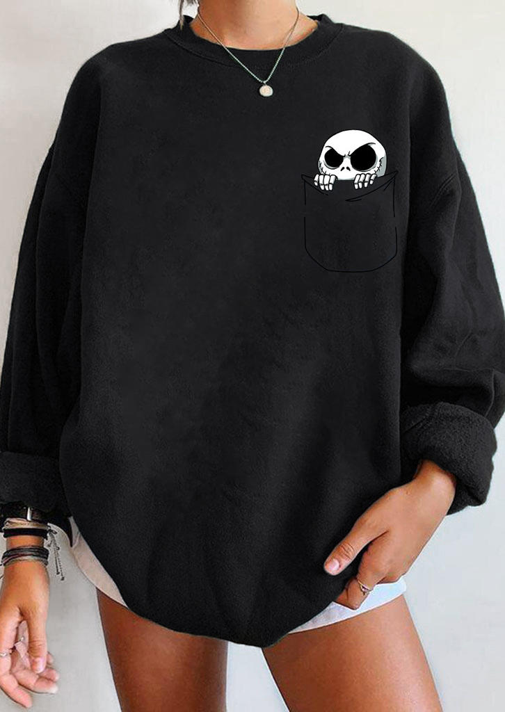 

Sweatshirts Horror Skull Long Sleeve Sweatshirt in Black. Size: ,M,L,XL