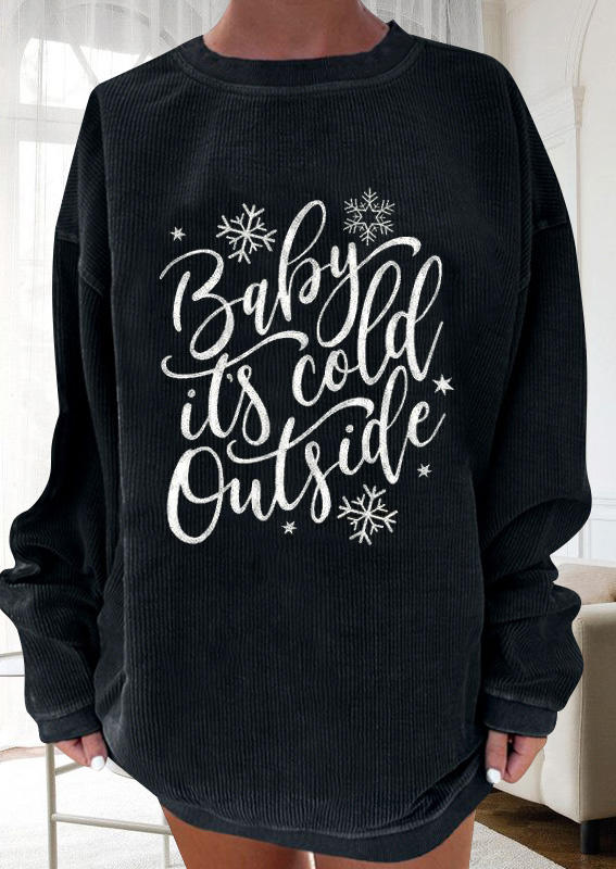 Christmas Baby It's Cold Outside Snowflake Sweatshirt - Black