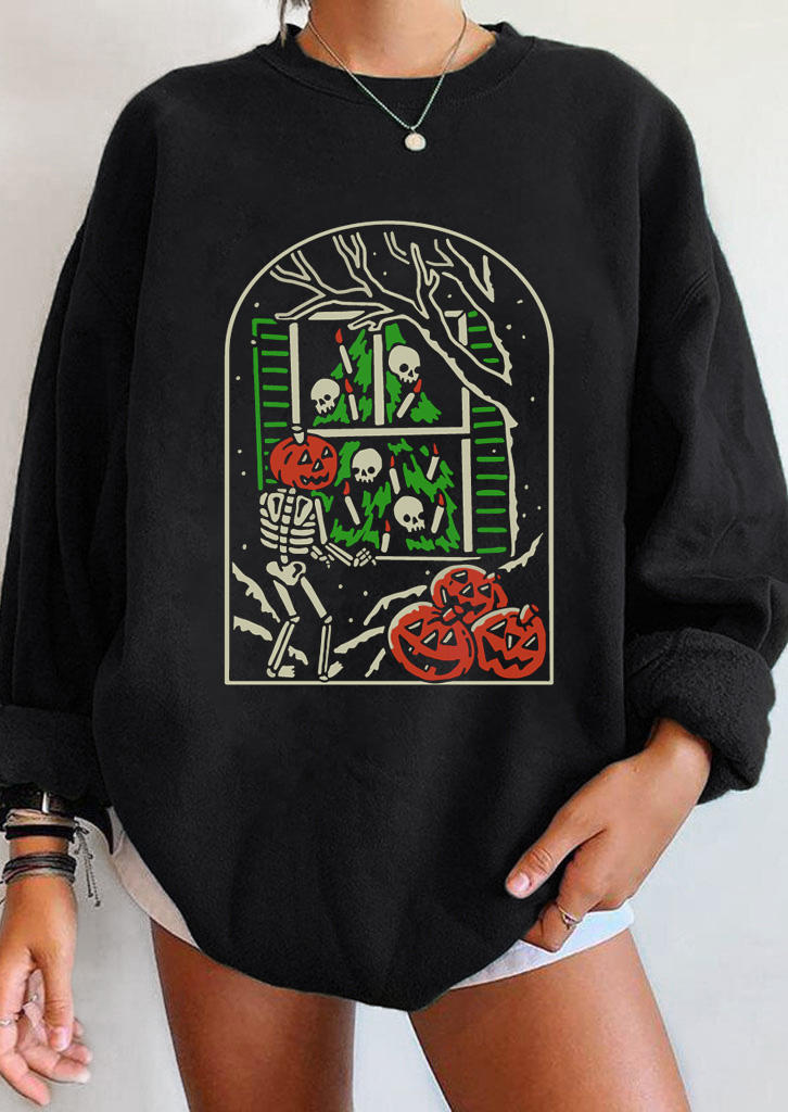 

Sweatshirts Christmas Tree Skeleton Pumpkin Sweatshirt in Black. Size: ,M,L,XL