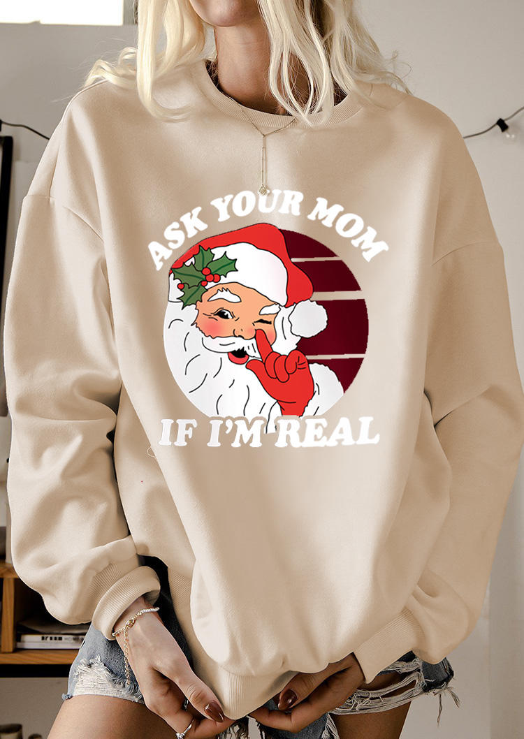 

Sweatshirts Christmas Ask Your Mom If I'm Real Santa Sweatshirt in Khaki. Size: ,M,L,XL