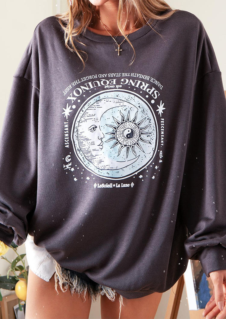 

Sweatshirts Sun Moon Graphic Sweatshirt in Dark Grey. Size: ,M,L,XL
