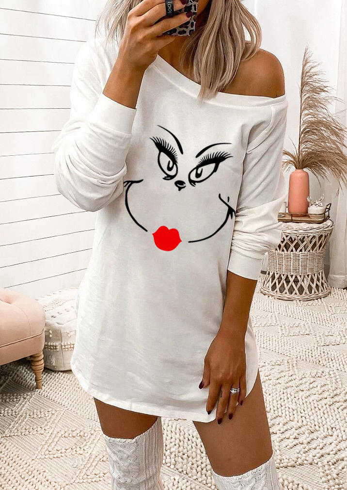 

Mini Dresses Christmas Miss Cartoon Mini Dress in White. Size: ,M,L,XL