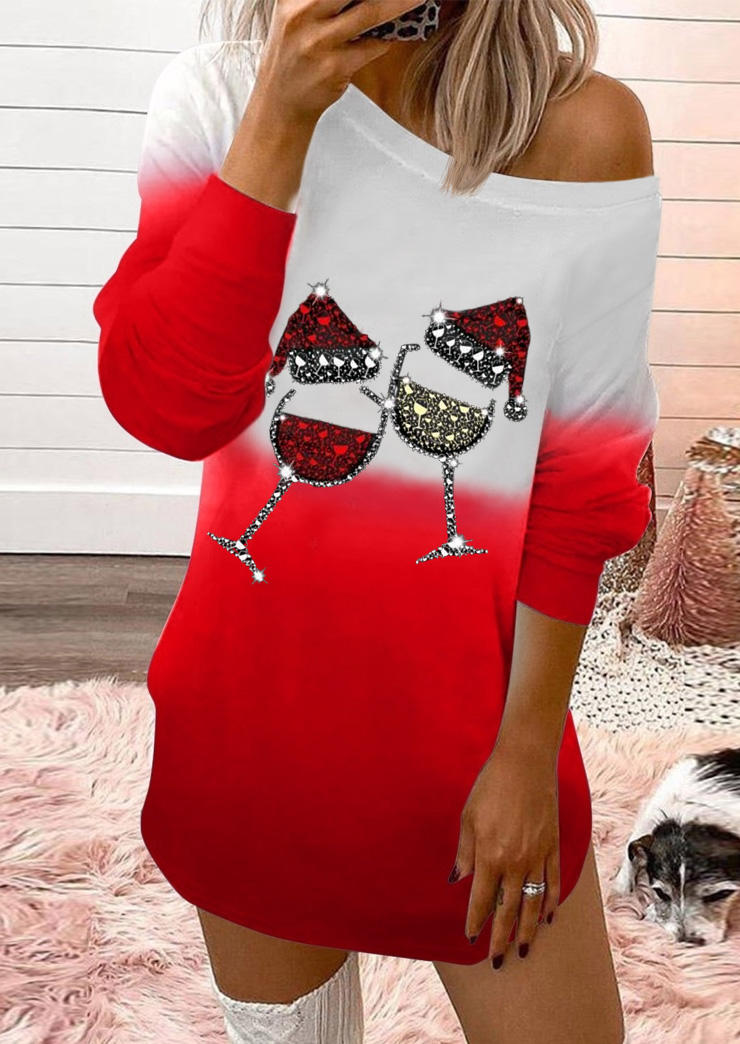 

Mini Dresses Christmas Wine Glass Gradient Mini Dress in Red. Size: ,M,L,XL