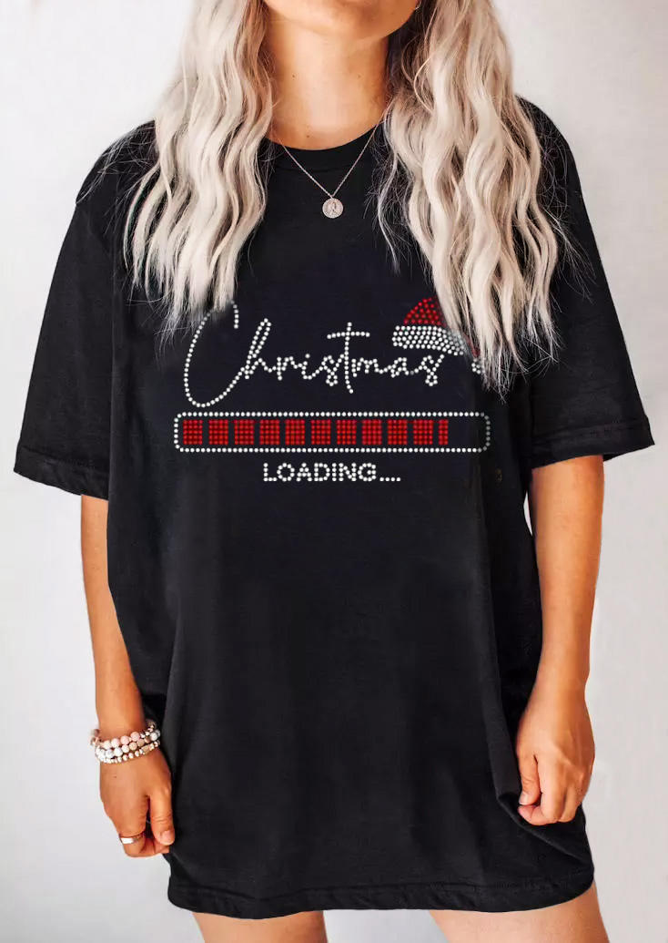 

T-shirts Tees Christmas Loading Graphic T-Shirt Tee in Black. Size: ,M,L,XL