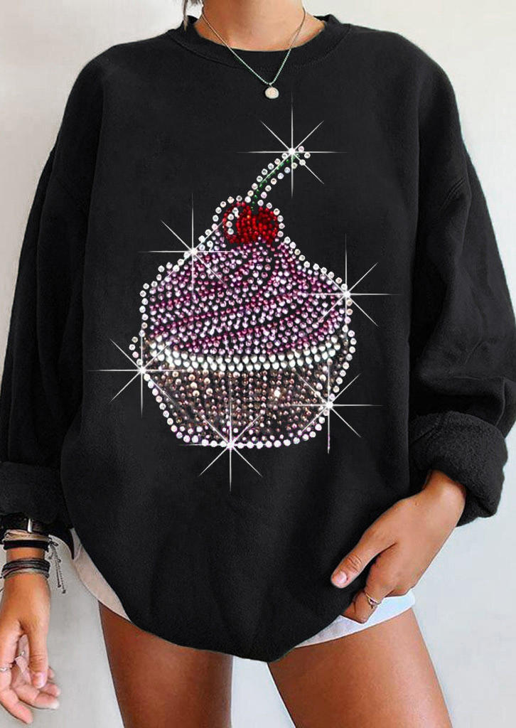 

Sweatshirts Ice Cream Long Sleeve Pullover Sweatshirt in Black. Size: ,M,L,XL