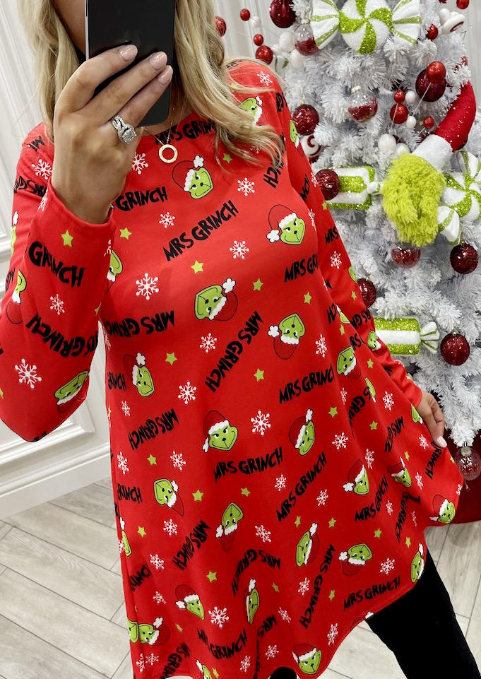

Mini Dresses Cartoon Snowflake Mini Dress in Red. Size: L,M,,XL