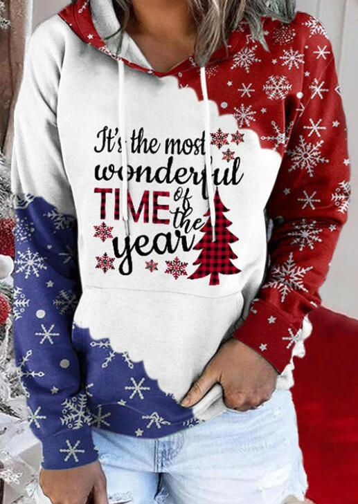 Hoodies It's The Most Wonderful Time Year Plaid Hoodie in Multicolor. Size: M,S