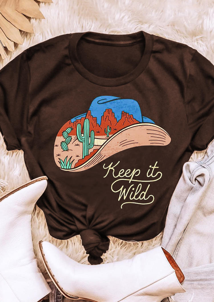 T-shirts Tees Keep It Wild Cactus T-Shirt Tee in Brown. Size: S,L