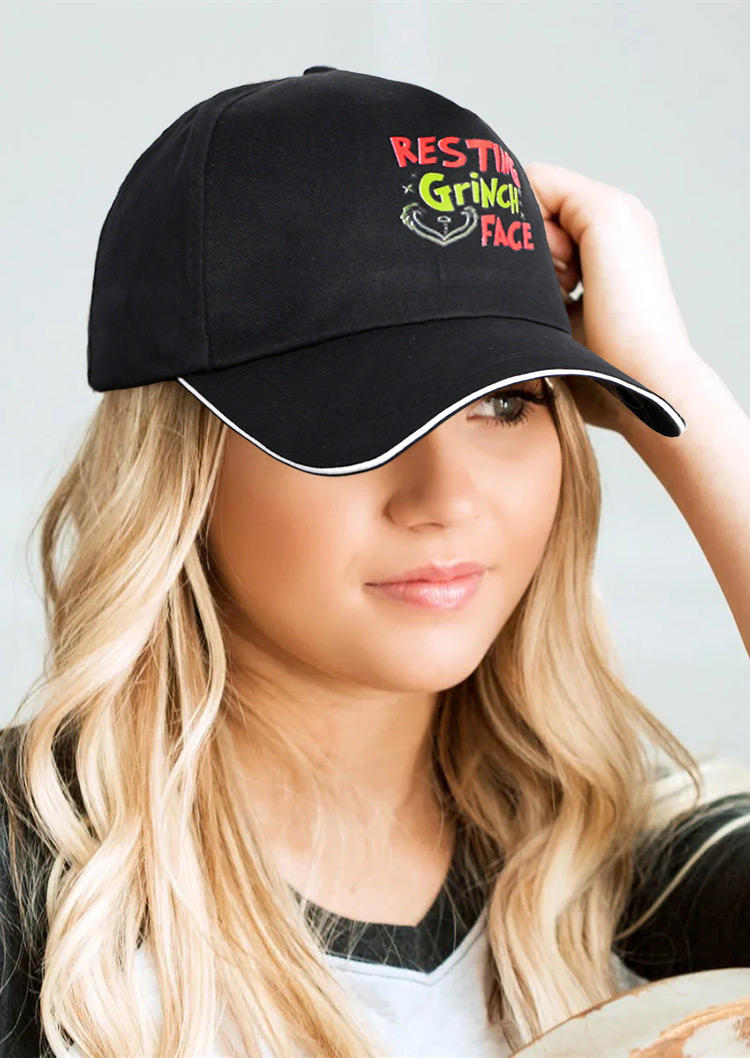 Hats Christmas Resting Face Baseball Cap in Black. Size: One Size