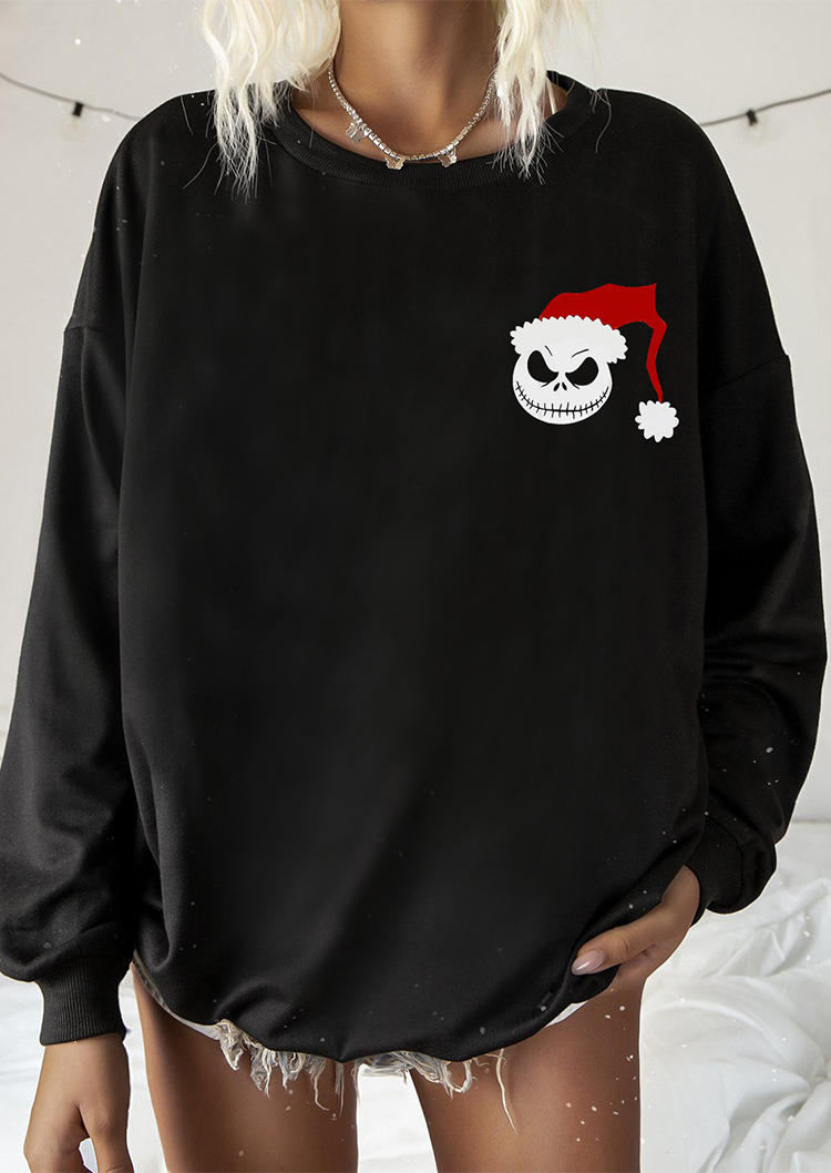 Sweatshirts Hat Horror Skull Long Sleeve Sweatshirt in Black. Size: L,M