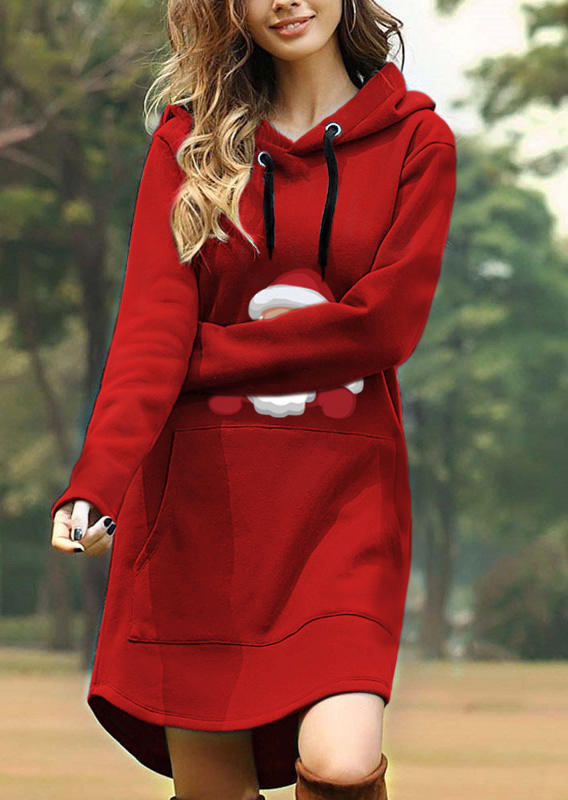 

Mini Dresses Christmas Santa Claus Kangaroo Pocket Mini Dress in Red. Size: ,L