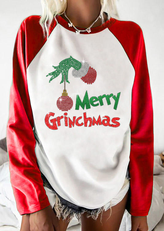 

T-shirts Tees Merry Christmas Long Sleeve T-Shirt Tee in Red. Size: ,M,L,XL