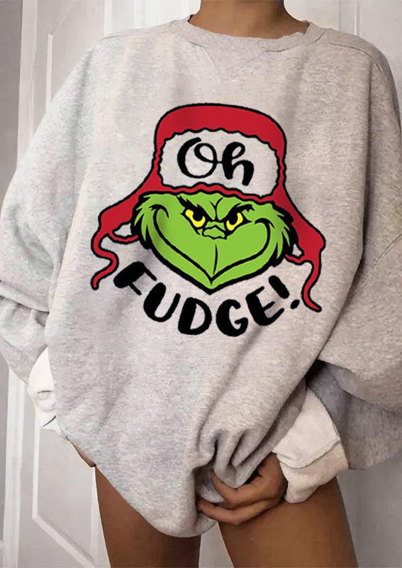 

Sweatshirts Christmas Fugde Cartoon Long Sleeve Sweatshirt in Light Grey. Size: ,M,L,XL