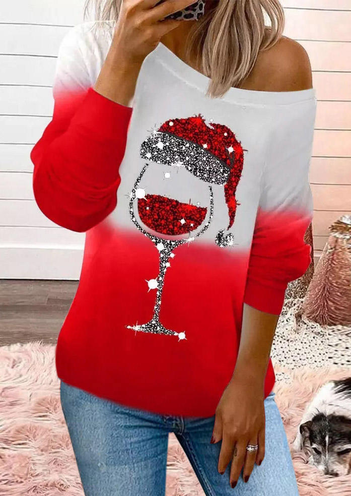 

Blouses Christmas Wine Gradient Long Sleeve Blouse in Red. Size