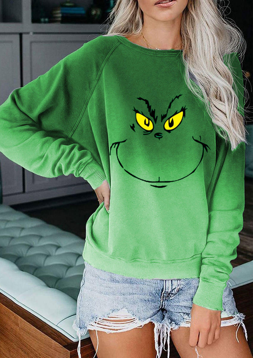 

Sweatshirts Cartoon Long Sleeve Sweatshirt in Green. Size