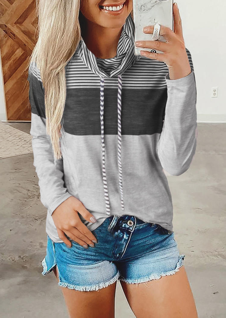 

Blouses Striped Color Block Long Sleeve Blouse in Multicolor. Size
