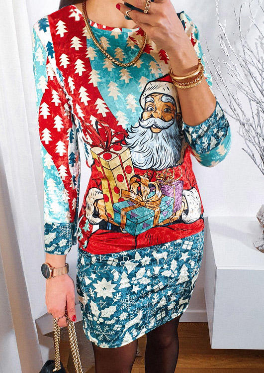 Tree Snowflake Santa Claus Mini Dress