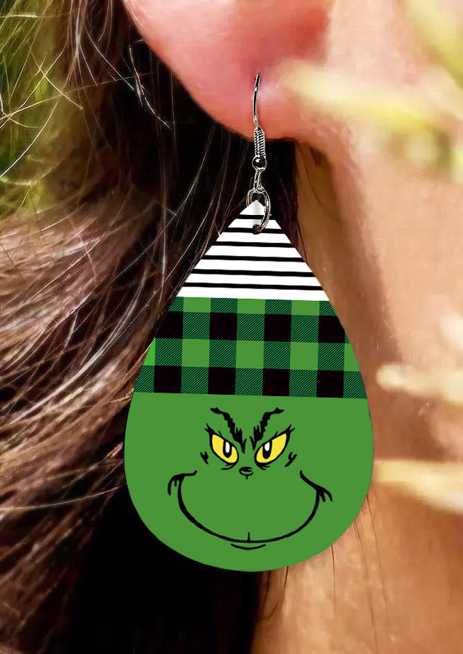 

Earrings Cartoon Striped Plaid Earrings in Green. Size