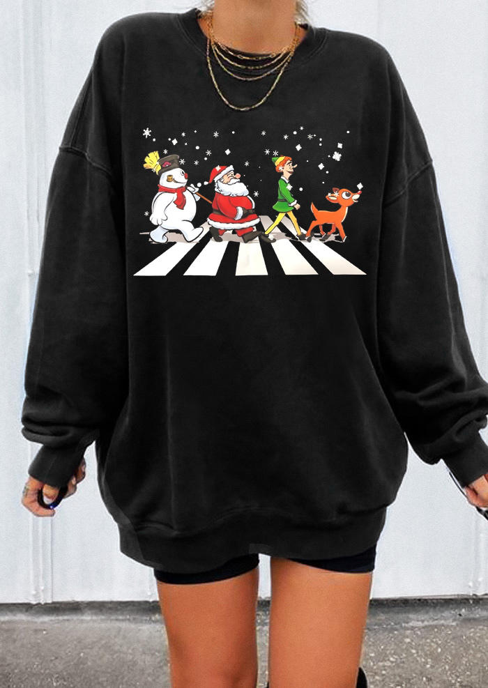 

Sweatshirts Santa Claus Snowman Reindeer Snowflake Sweatshirt in Black. Size: L,M