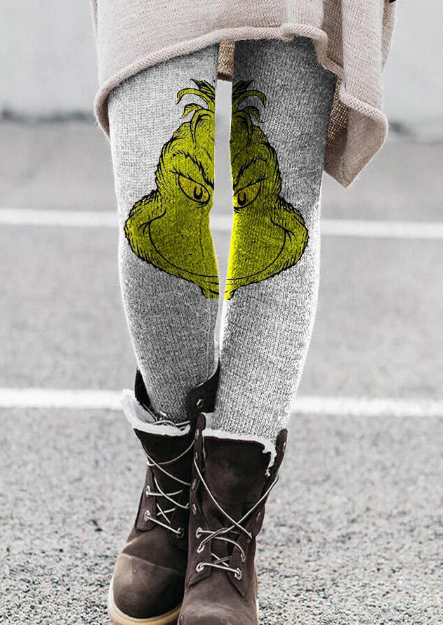 

Leggings Christmas Cartoon Elastic Waist Leggings in Gray. Size: ,M,L,XL