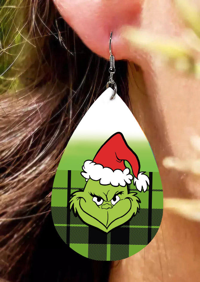 

Earrings Cartoon Plaid Gradient Earrings in Green. Size