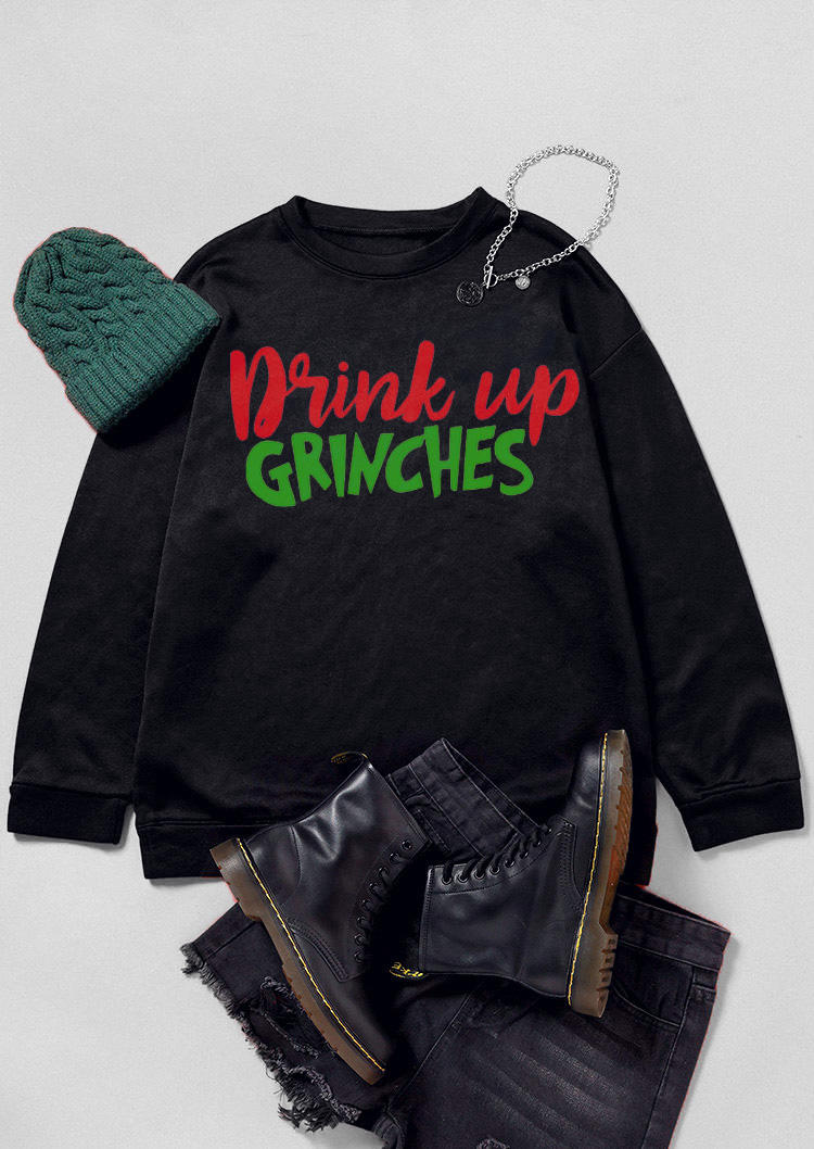

Sweatshirts Drink Up Long Sleeve Pullover Sweatshirt in Black. Size: ,M,L,XL